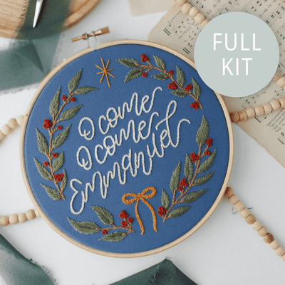 O Come O Come Emmanuel Advent Scripture Embroidery Kit – DMC Thread & Hoop Included | Abide Embroidery Co.