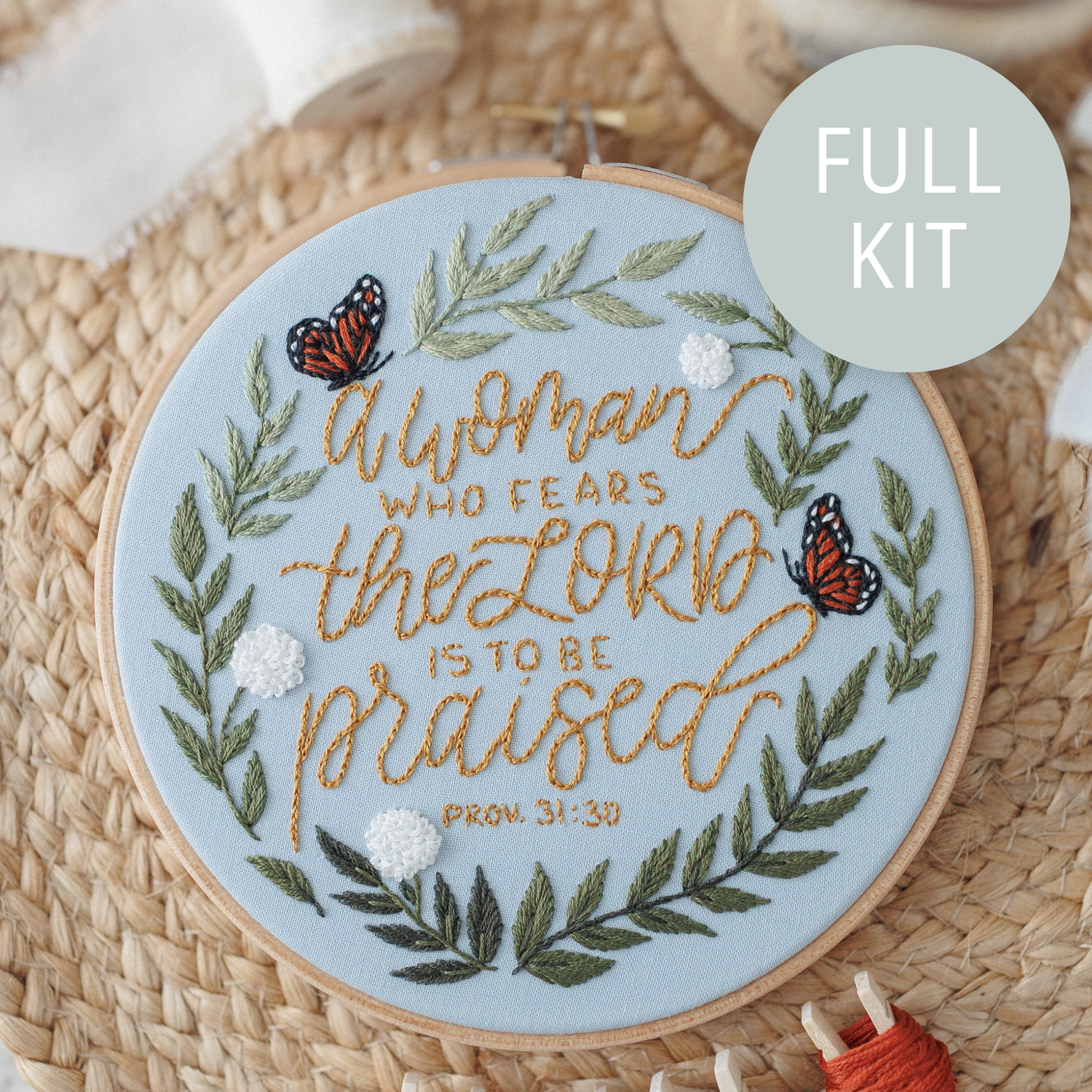 “A Woman Who Fears the Lord” Embroidery Kit - Abide Embroidery Co.
