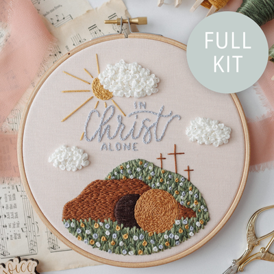 “In Christ Alone” Embroidery Kit (2025 Easter Stitch-Along) - Abide Embroidery Co.