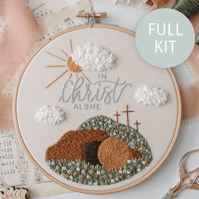 “In Christ Alone” Embroidery Kit (2025 Easter Stitch-Along) - Abide Embroidery Co.
