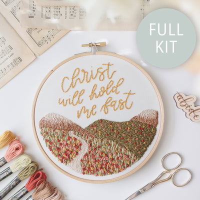 Christ Will Hold Me Fast Hymn Scripture Embroidery Kit | Abide Embroidery Co.