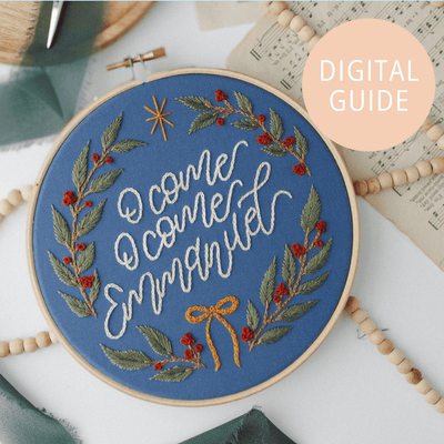 O Come O Come Emmanuel Advent Scripture Embroidery PDF – 2025 Stitch-Along | Abide Embroidery Co.