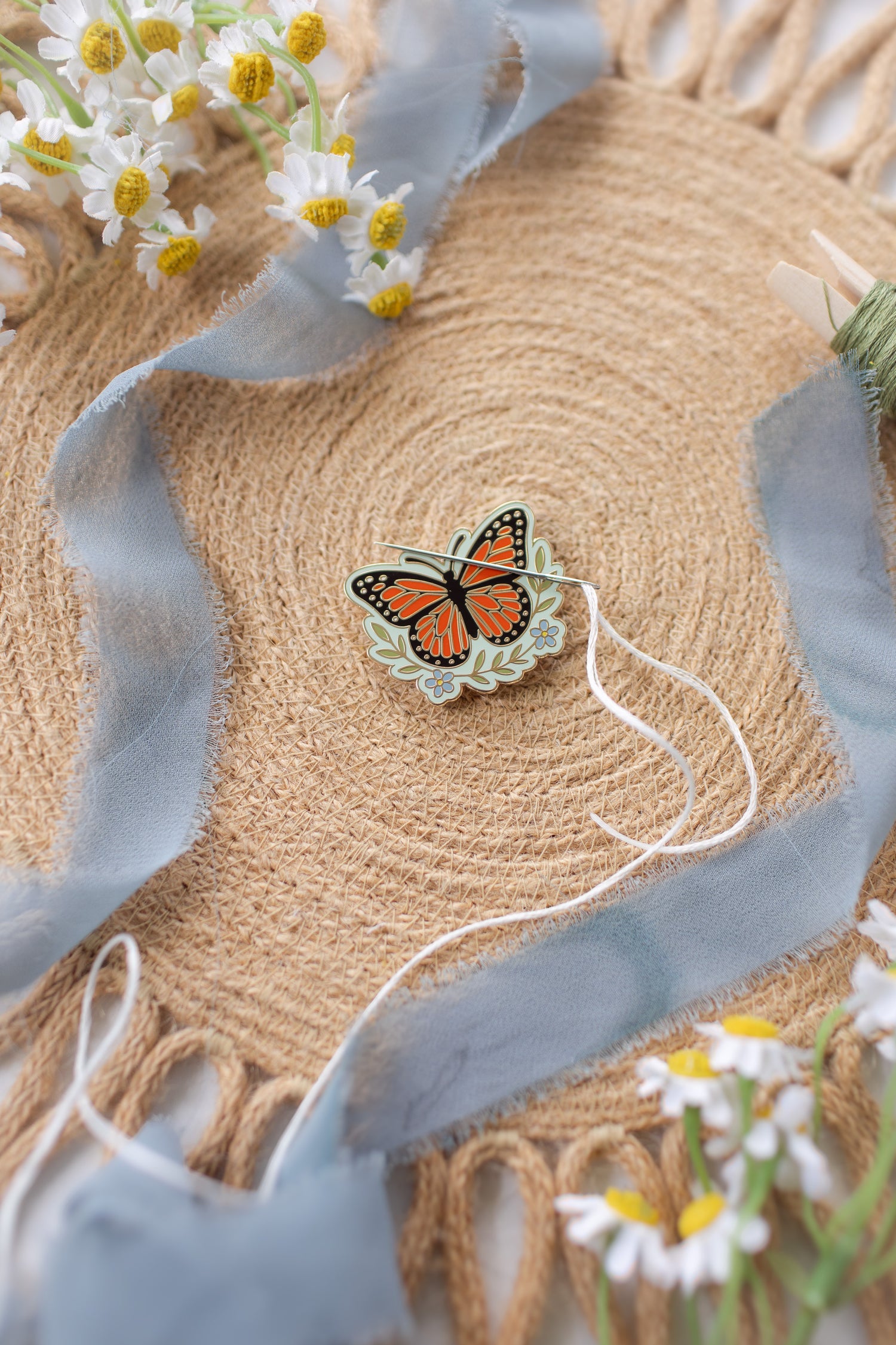 Butterfly Magnetic Enamel Needle Minder - Abide Embroidery Co.