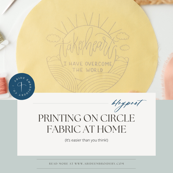 Printed embroidery pattern on circle cut fabric using an inkjet printer