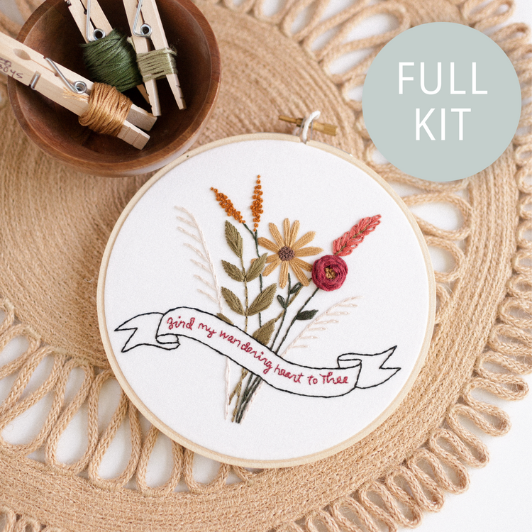 “Bind My Wandering by Heart to Thee” Embroidery Kit - Abide Embroidery Co.