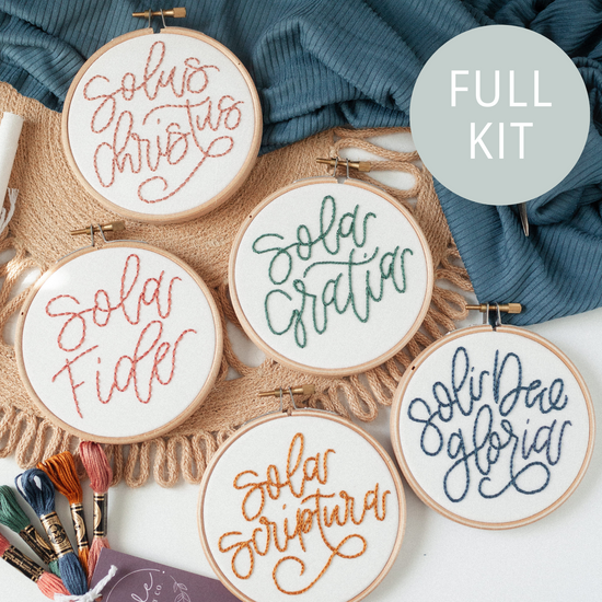 “5 Solas” Embroidery Kit - Abide Embroidery Co.