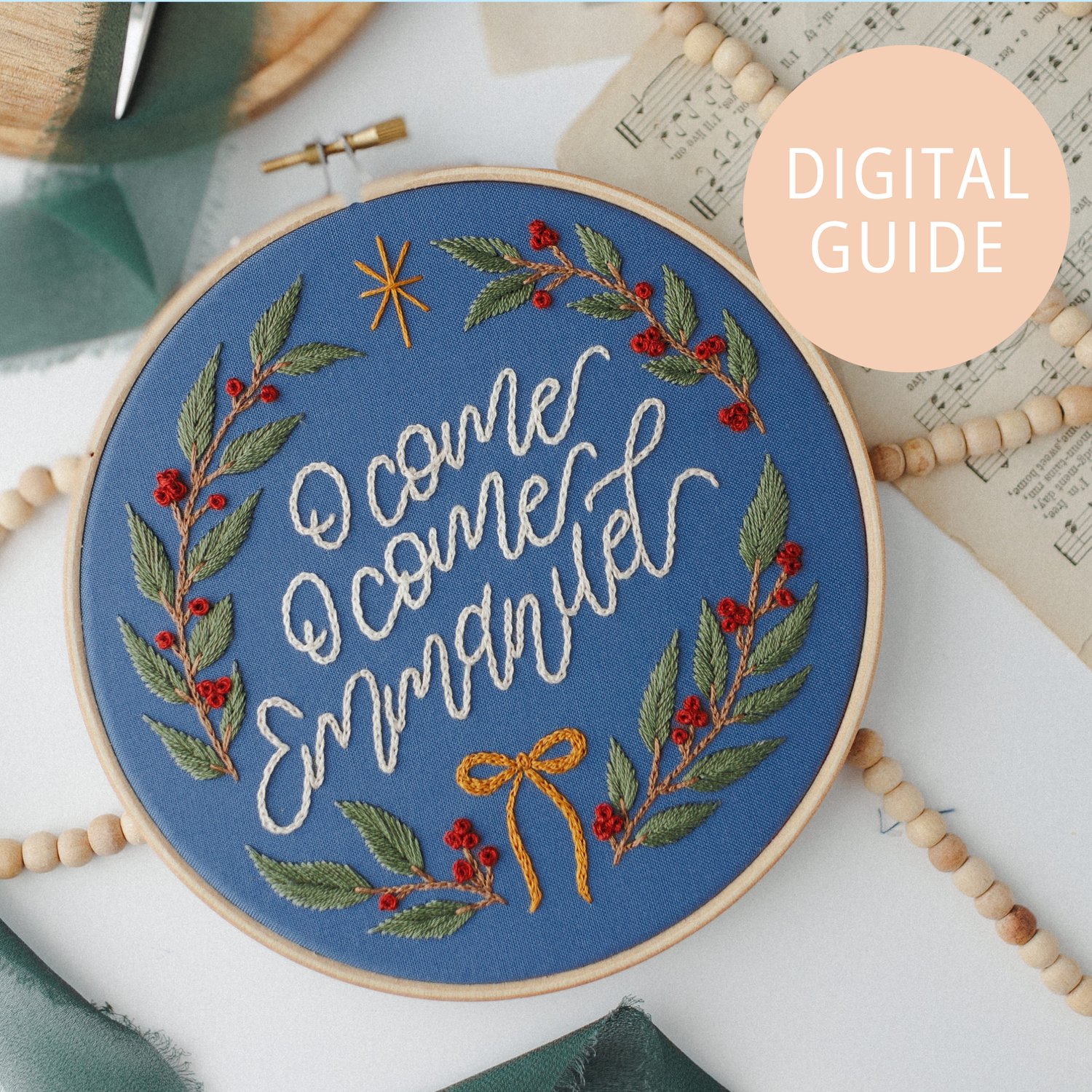 O Come, O Come Emmanuel embroidery digital guide