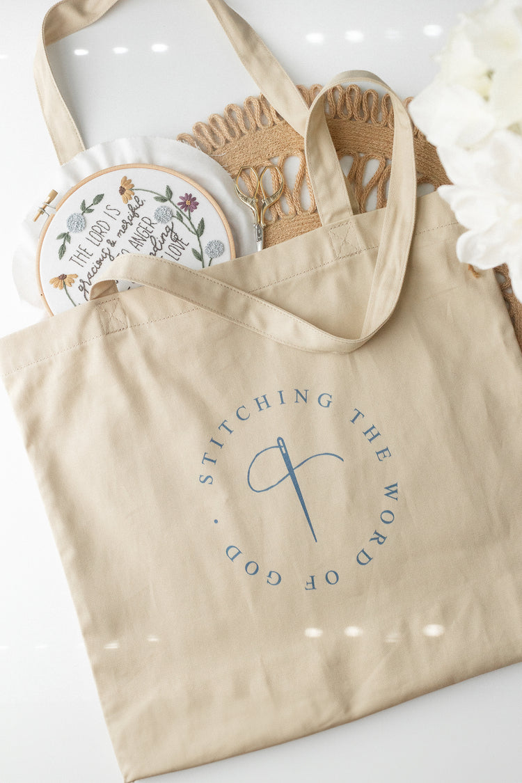 Stitching the Word of God Tote Bag - Abide Embroidery Co.