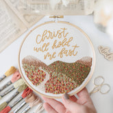 "Christ Will Hold Me Fast” Embroidery Kit - Abide Embroidery Co.