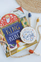 Jesus Is King kids Scripture embroidery design in a wooden hoop | Abide Kids