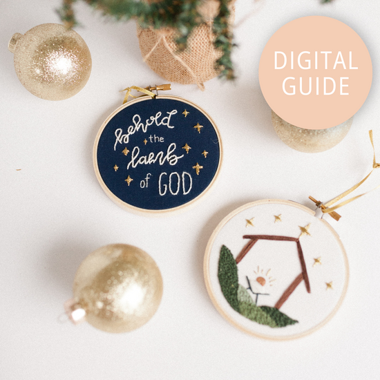 Behold the Lamb of God, Jesus in the Manger, Christmas Ornaments Digital Download - Abide Embroidery Co.