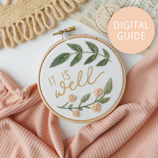 "It Is Well" Embroidery Digital Download - Abide Embroidery Co.