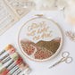 Christ Will Hold Me Fast hoop with floss, scissors and sheet music