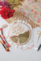 Christ Will Hold Me Fast kit with floss, scissors and fresh florals