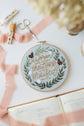 A Woman Who Fears the Lord hoop styled with ribbon and sheet music