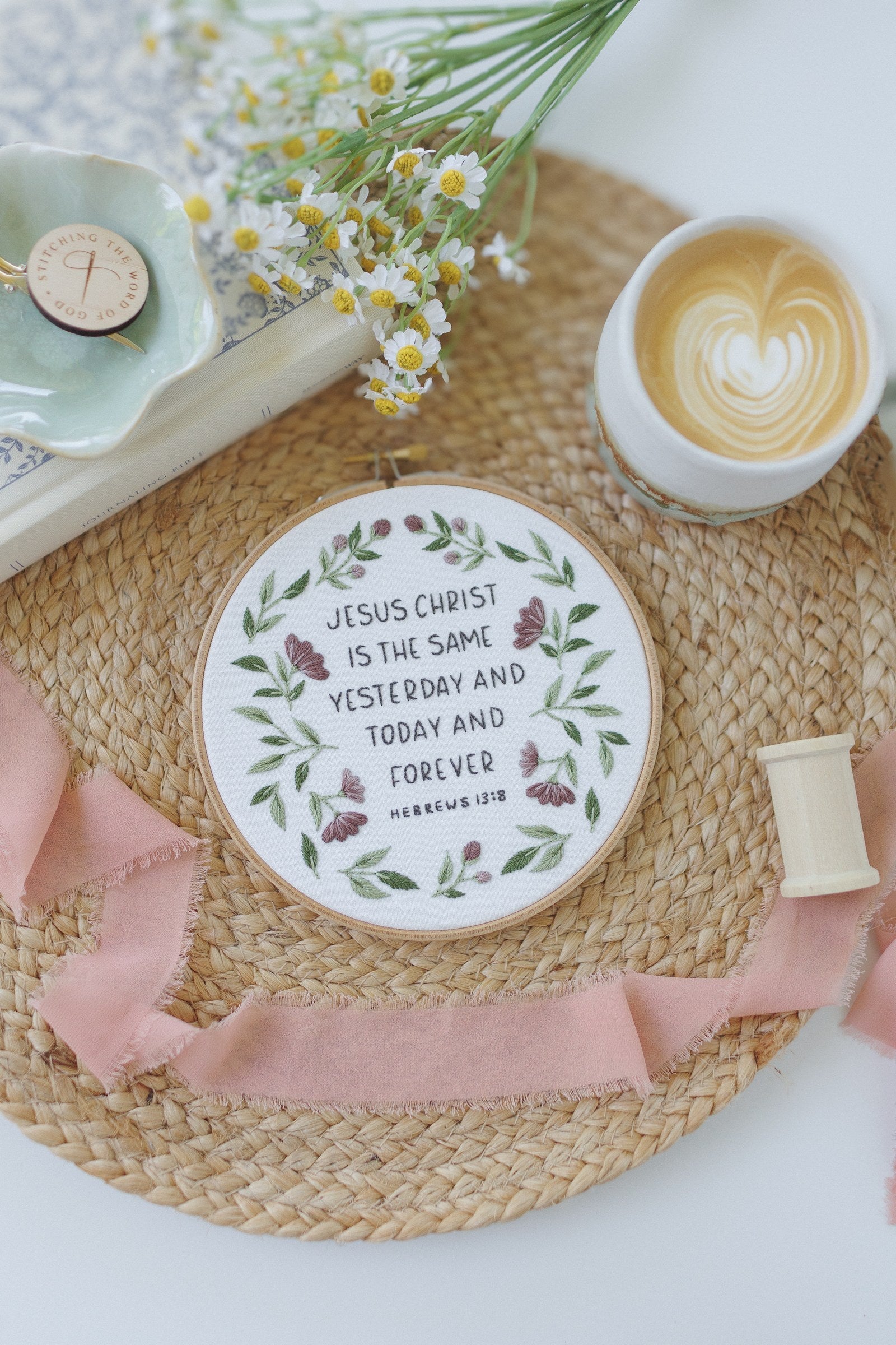 Jesus Christ Is the Same – Hebrews 13 Embroidery Kit | Abide