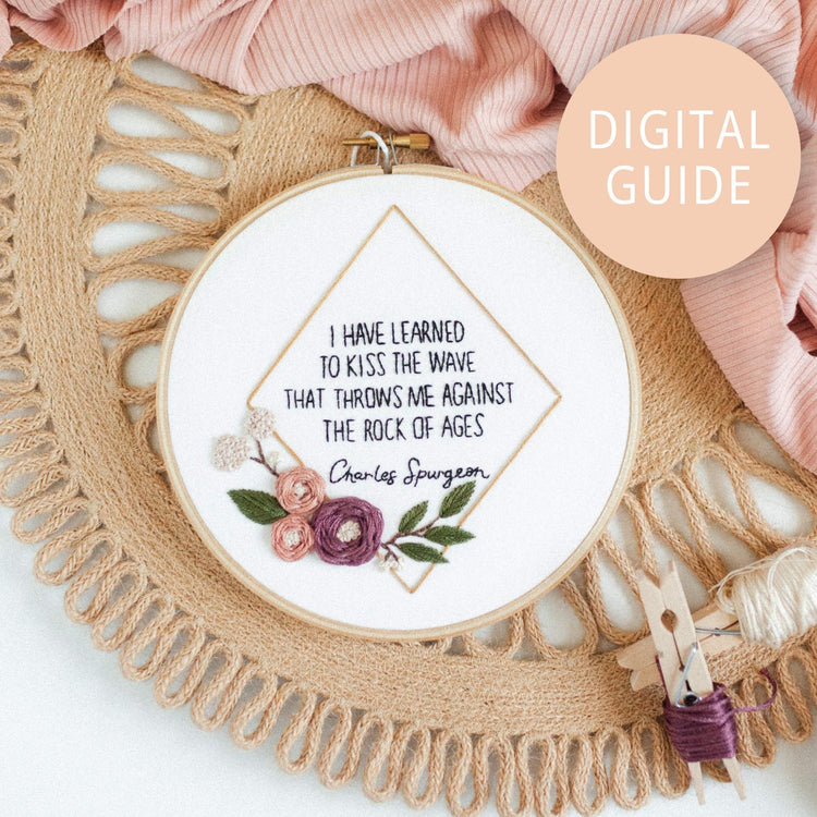 Rock of Ages Charles Spurgeon Quote Embroidery PDF – Christian Hand Embroidery | Abide Embroidery Co.