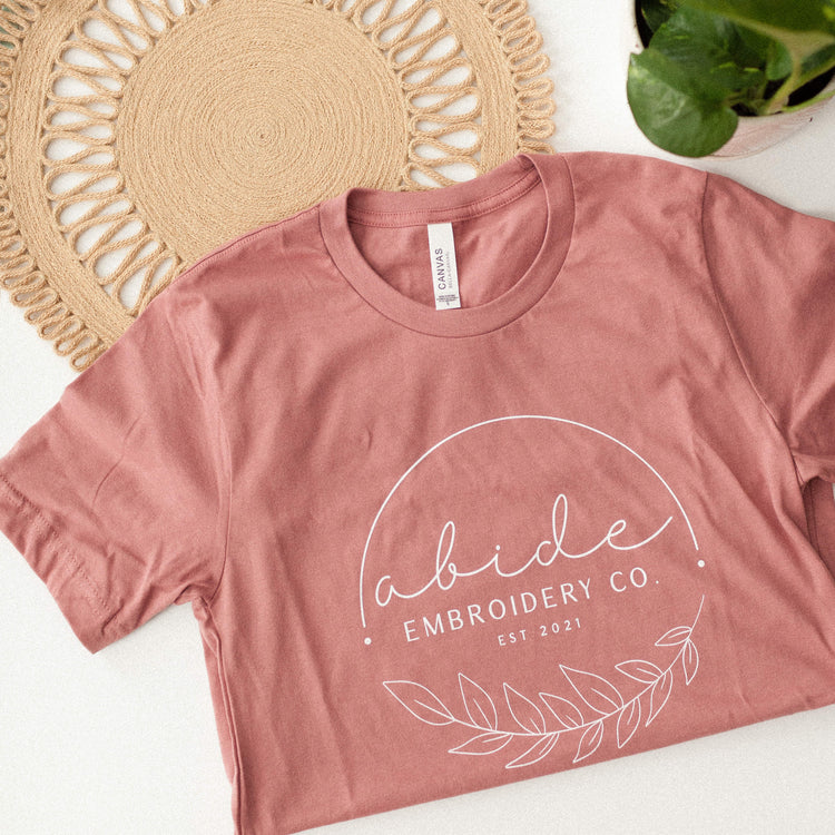 Abide Embroidery Co. Short Sleeve T-Shirt, Bella + Canvas Unisex Tee, Mauve - Abide Embroidery Co.