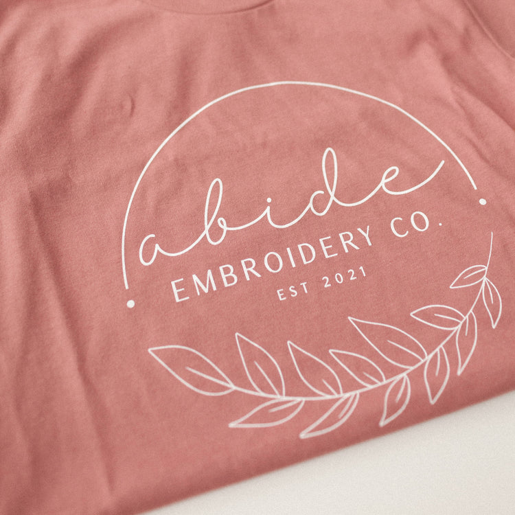 Abide Embroidery Co. Short Sleeve T-Shirt, Bella + Canvas Unisex Tee, Mauve - Abide Embroidery Co.