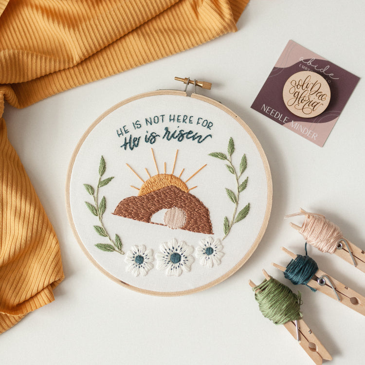 2023 Easter Stitch-Along, He is Not Here, For He is Risen, Matthew 28:6, Digital Pattern, FULL TUTORIAL - Abide Embroidery Co.