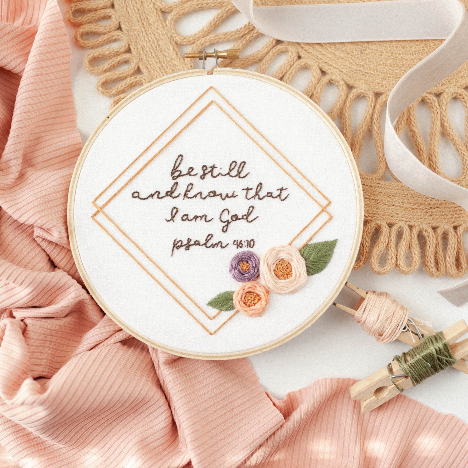 “Be Still and Know That I Am God” (Psalm 46:10) — Digital Download - Abide Embroidery Co.