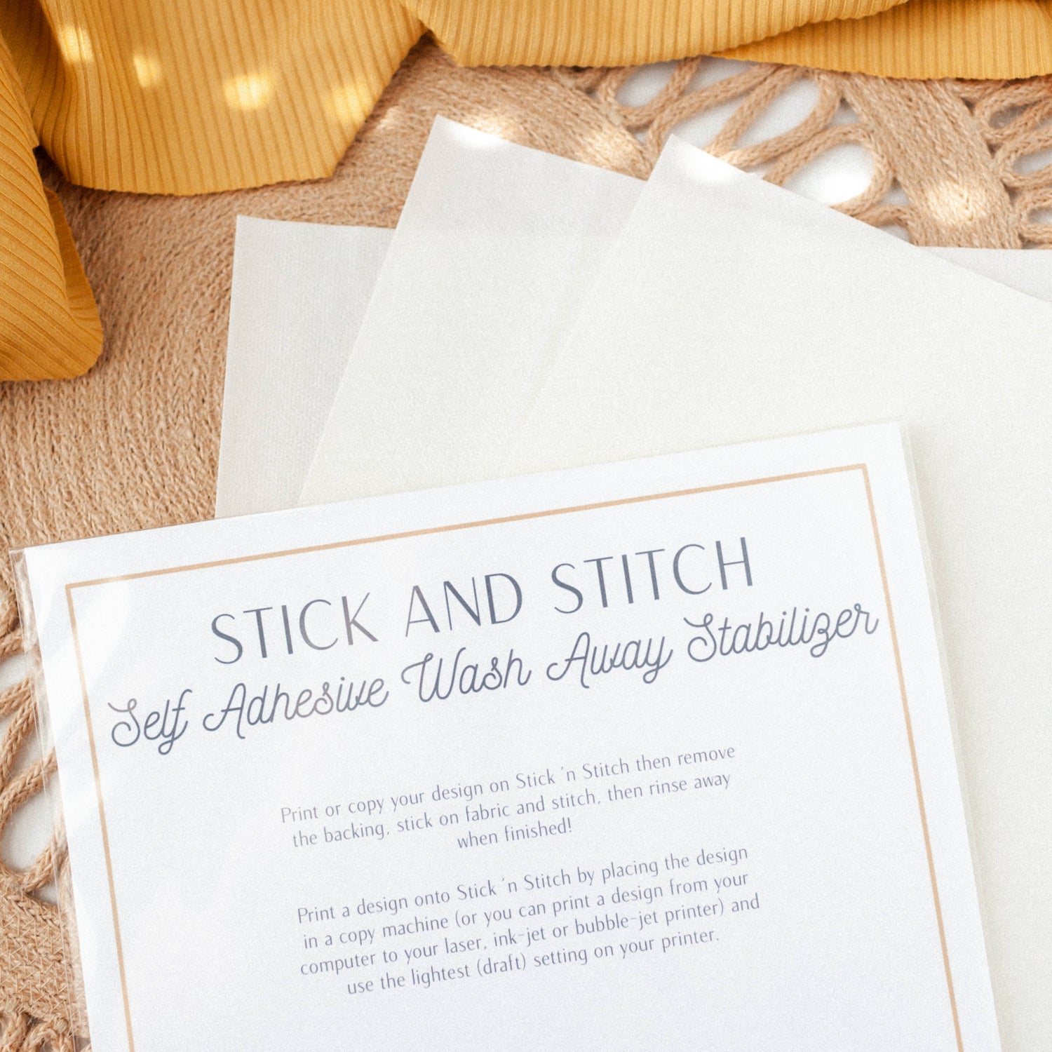 Stick and Stitch Paper Printable Embroidery Transfers Dissolvable